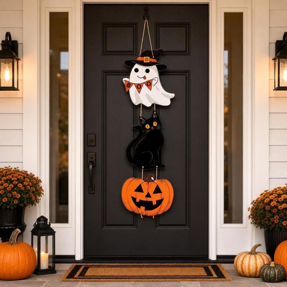 Cute Halloween Door Hanging Spooky Wall Pendant Fahsion Pumpkin Ghost Ornament Home Decor