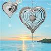 3D Metal Heart Wind Chime: Bird Repellent & Waterproof Crystal Pendant