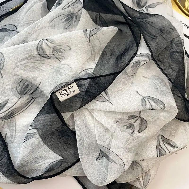 Silk Scarf Women's Summer New Georgette Sunscreen Fashionable High-end Foreign Style Versatile Travel Thin Mother