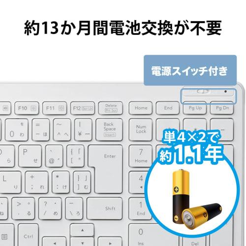 Elecom Tastatură wireless USB-A (Receptor inclus) Tastatură compactă Pantograph, albă, TK-FDP099TWH