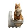 Cartoon Cat Bathroom Set: Funny Cat Reading Newspaper Shower Curtain & Accessories