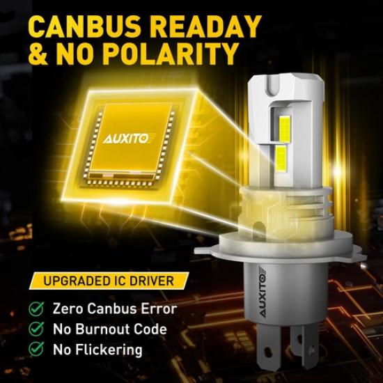 AUXITO H4 LED Headlight Bulbs Kit 100W 30000LM HiLo Beam Super Bright White EOA