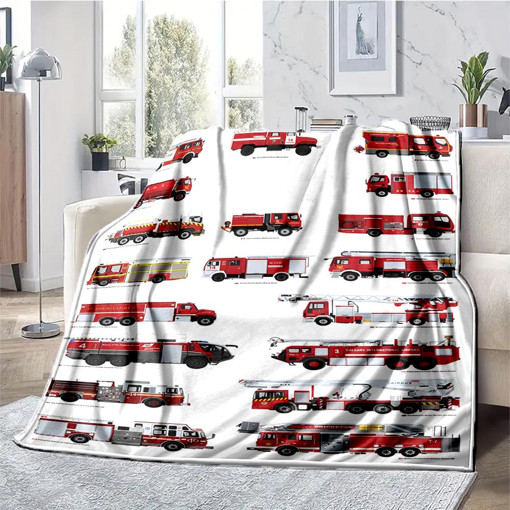 Feuerwehr-Thema Bedruckte Decke - Perfekt für Sofa, Bett, Reisen & Outdoor-Nutzung | Maschinenwaschbar, Gemütlich & Langlebig.