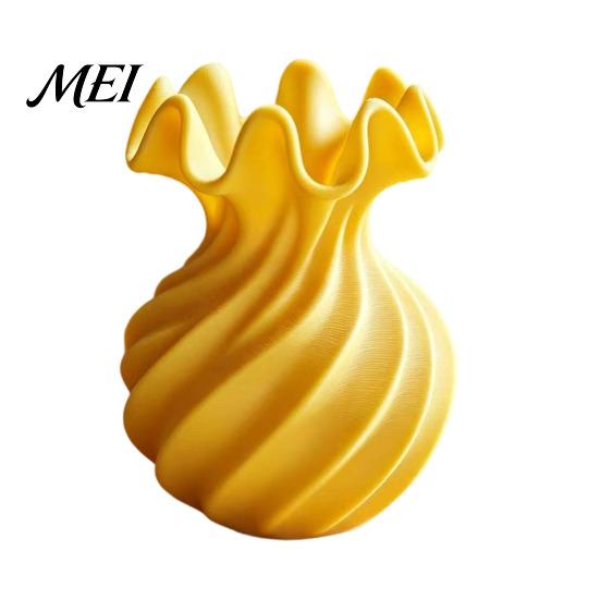 3D Printed Plant Holder Spiral Wave Vase, Minimalist Flower Holder, Decorative Vase for Fresh Style Pot or Dried Flowers, Artistic Desktop Ornament
