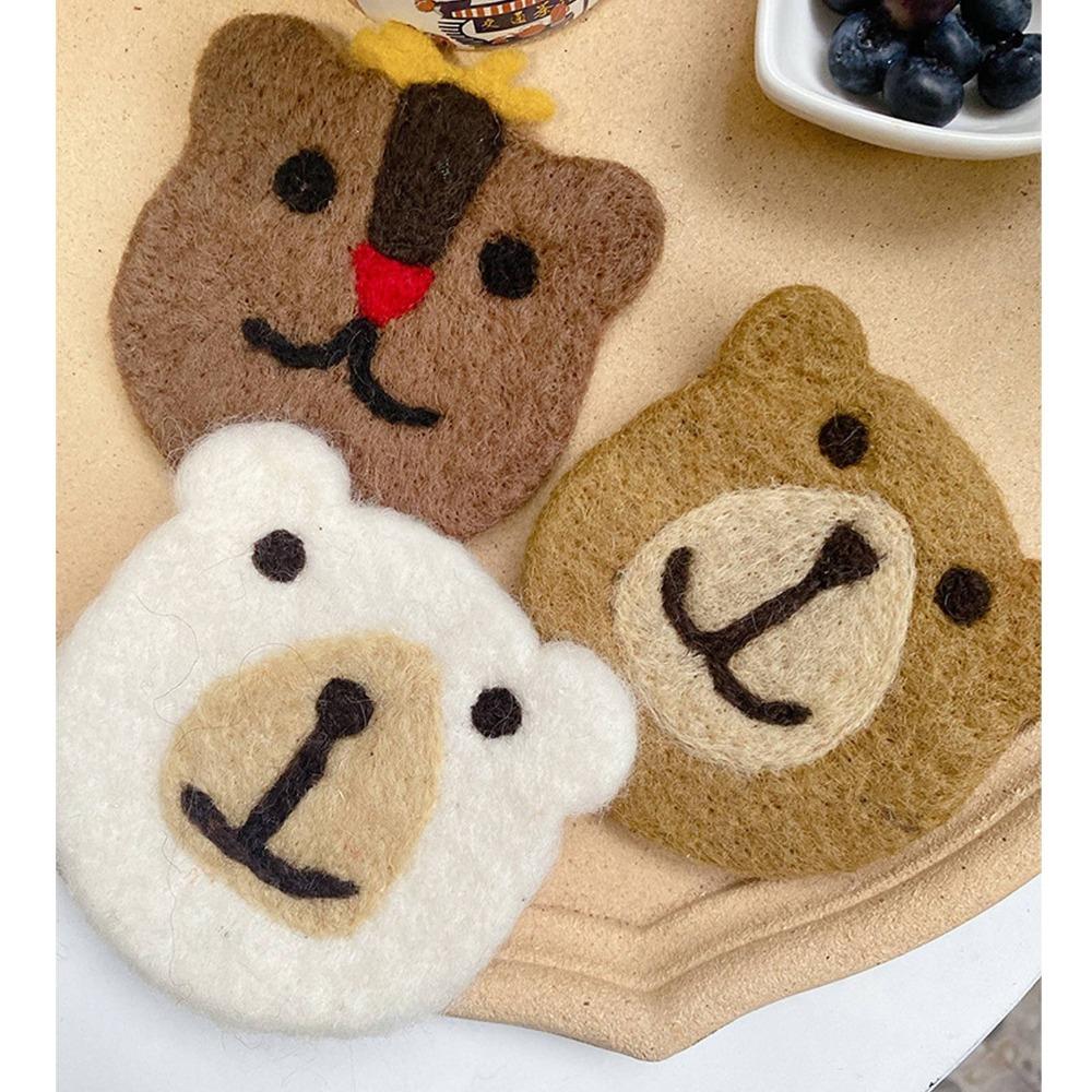 Wool Felt Bear Coaster Thickened Cup Pad Gentle Table Protector Tea Table