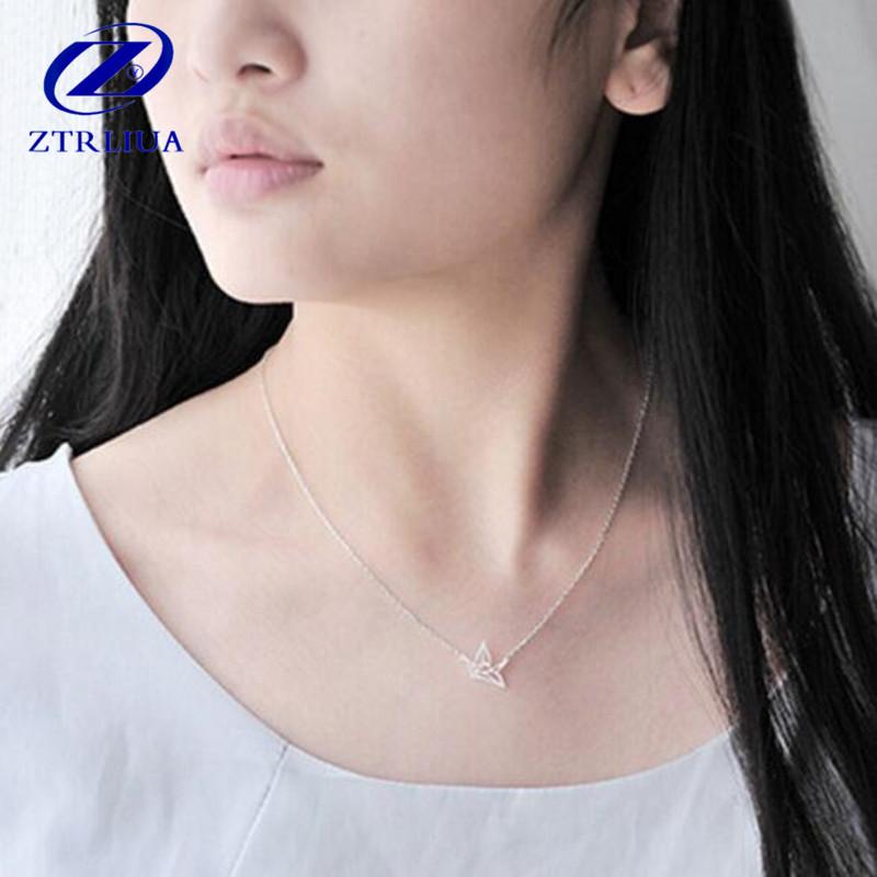 Fashion Simple 925 Sterling Silver Jewelry Classic Aesthetic Hollow Crane Creative Exquisite Pendant Necklaces XL038