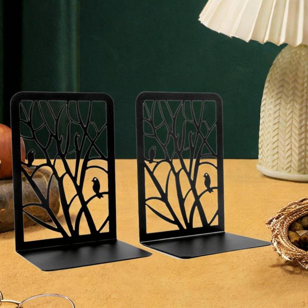 2 stk Metall Bokstøtter, Bokholderstativ, Dekorative Bokstøtter, Stoppere for Skrivebord Hjemmekontor