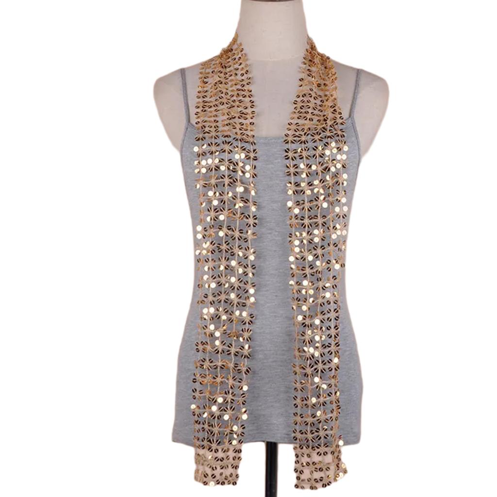 Sparkling Scarf for Women Chain Collar Full Sequins Nightclub Party Raves Costume Blingbling Choker