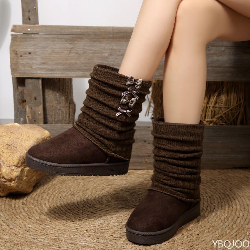 Winter new thick soled thickened snow boots women large size warm comfortable midsole simple comfortable women's cotton shoes