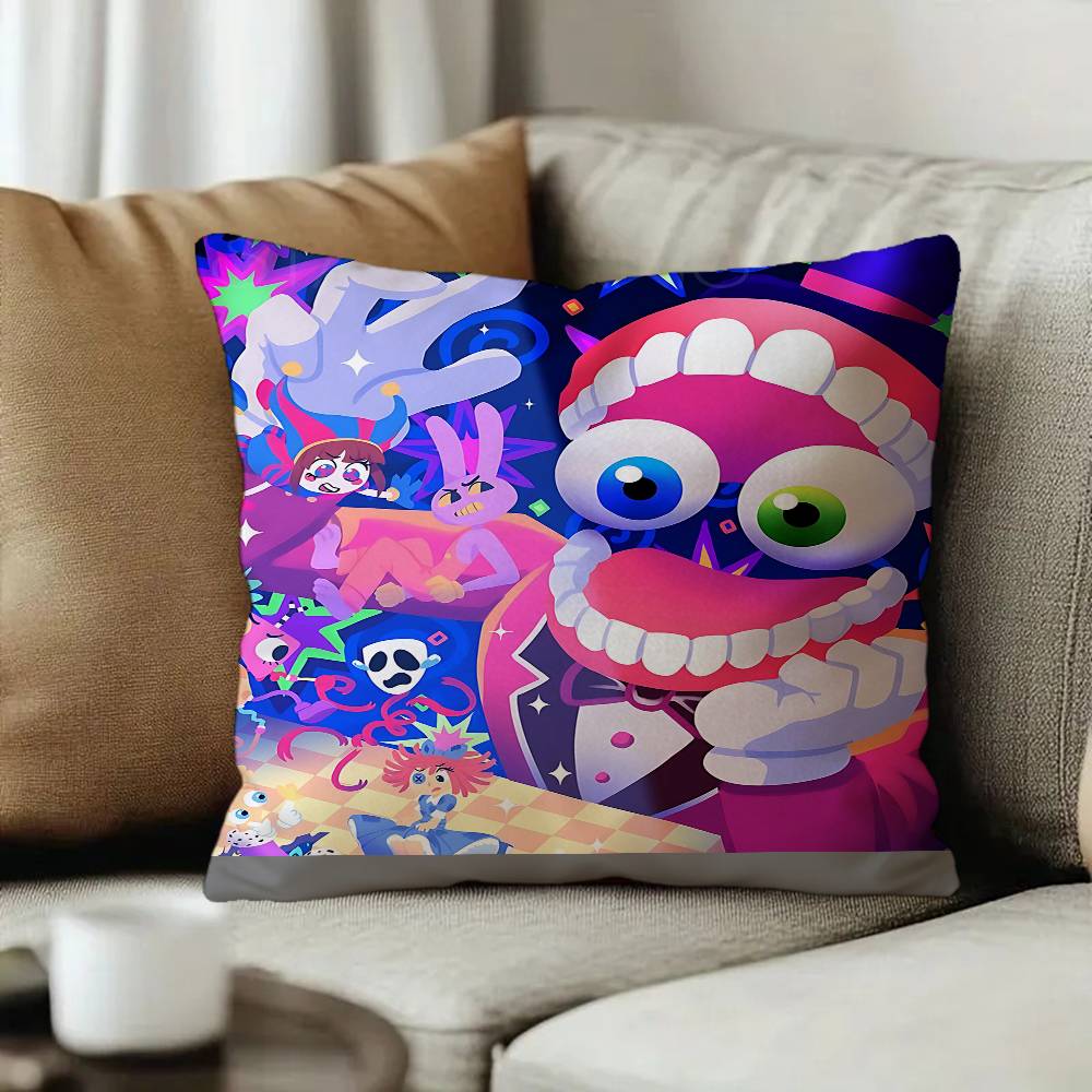 Cartoon The Amazing Digital CCircus Pillow Covers Cartoon Sofa Decorative Home Doublesided Printing Short Plush Cushion Cover