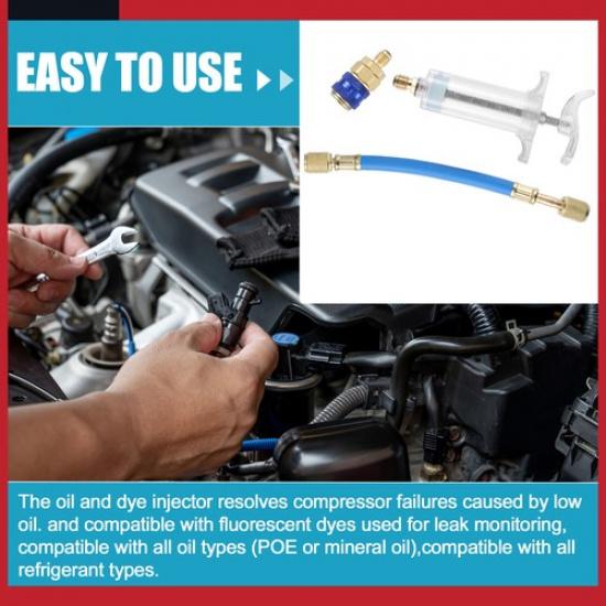 Universal Car Oil Dye Injector Kit 30ml/1 Oz Efficient Quick Connector Pack of 1
