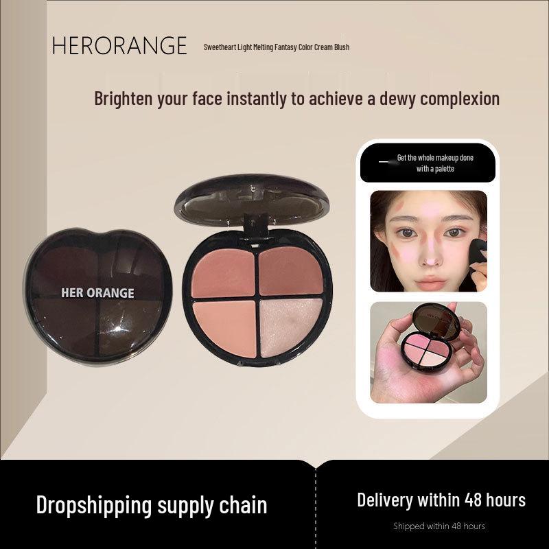 HERORANGE Sweetheart Light Fantasy Blush & Highlighter – Brighten, Contour, and Enhance Your Natural Glow.