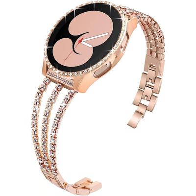 Remienok + puzdro z nehrdzavejúcej ocele pre hodinky Samsung Galaxy Watch 4/5 40 mm 44 mm lesklý diamantový náramok dámsky 20 mm remienok + chránič obrazovky