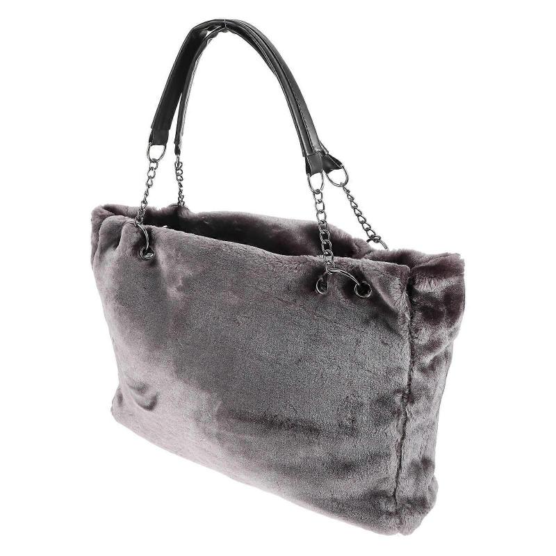 Schlichte Handtasche Damen Plush Tote Bag Women Rectangular Shape Minimalist Style 45.00X30.00X14.00CM Storage Carry Daily Essentials 1Pack