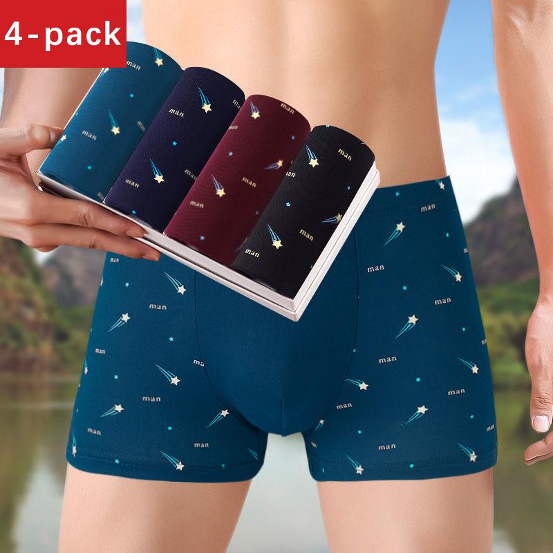4-pack of Men's Comfortable and Breathable Underwear Boxer Shorts Mid-waist Shorts Boxer Shorts Men's Underwear