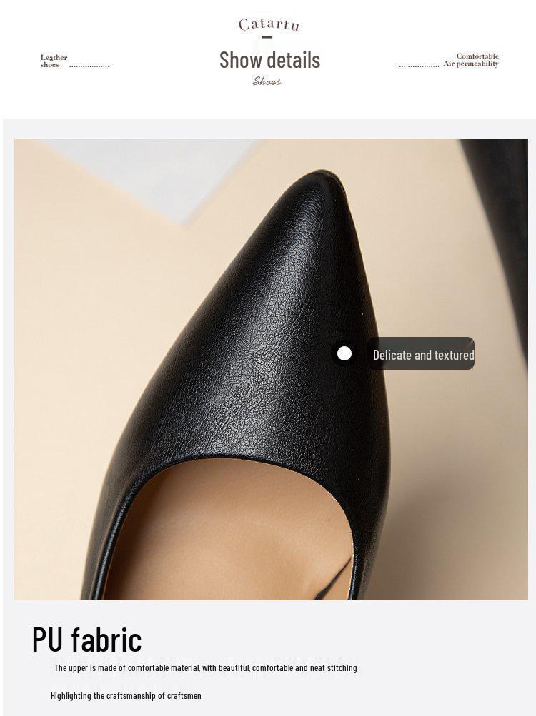 Frühling 2024 Damen Schwarze Plateau-Spitzschuh-Slipper High Heels - Einfacher Koreanischer Stil.