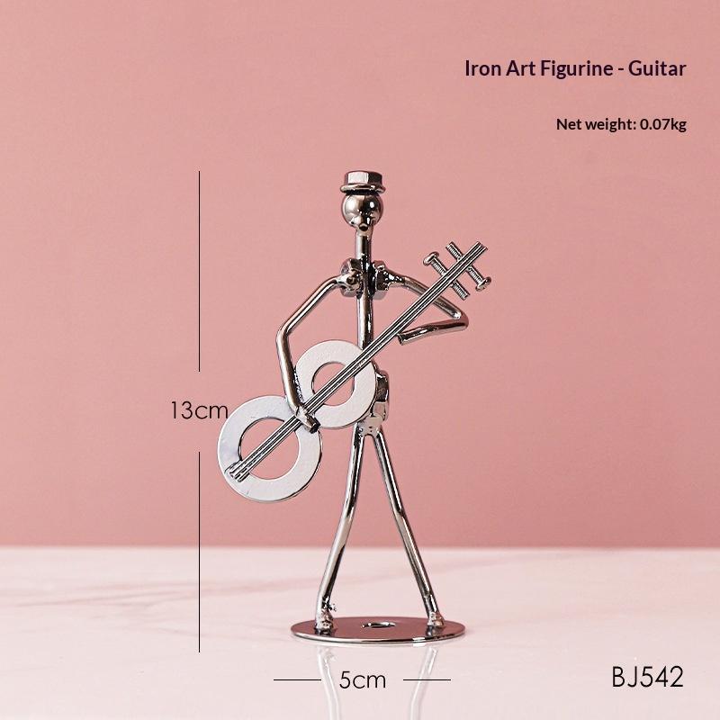 Retro Ironwork Band Ornament Metal Electroplating Mini Music Minimalist Guitar Violin Decoration Handicraft Classical Gift