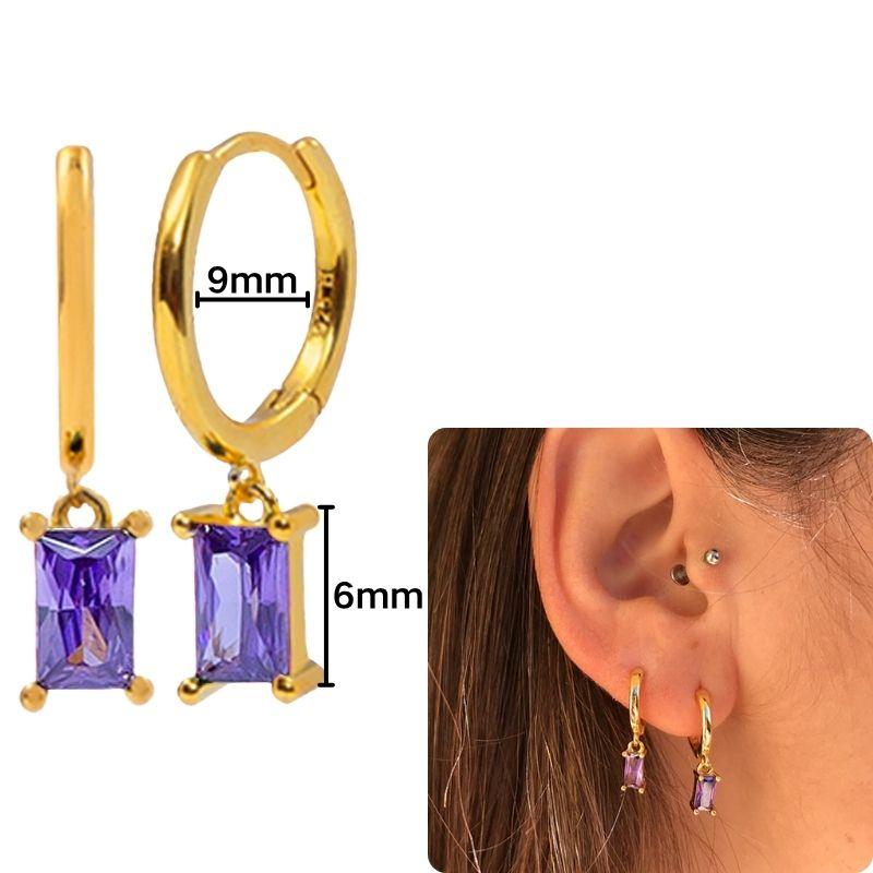Damen 925 Silber Ohrstecker Lila Zirkon Ohrringe Creolen Lila Kristall Anhänger Ohrring Mode Hochzeits Schmuck