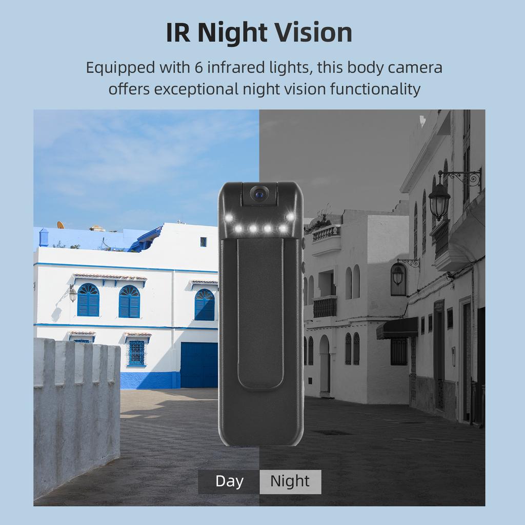 1080P Body Camera with Audio and Video Recording Wearable Body Cam Clip on Mini Camera Camcorder with 180 degrees