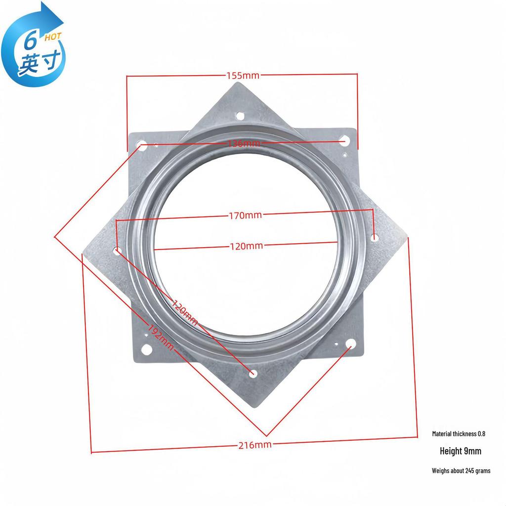 3-12 Inch Universal Black Iron Rotating Base with Full Ball Bearings for Furniture, TV Cabinets, and Bookshelves