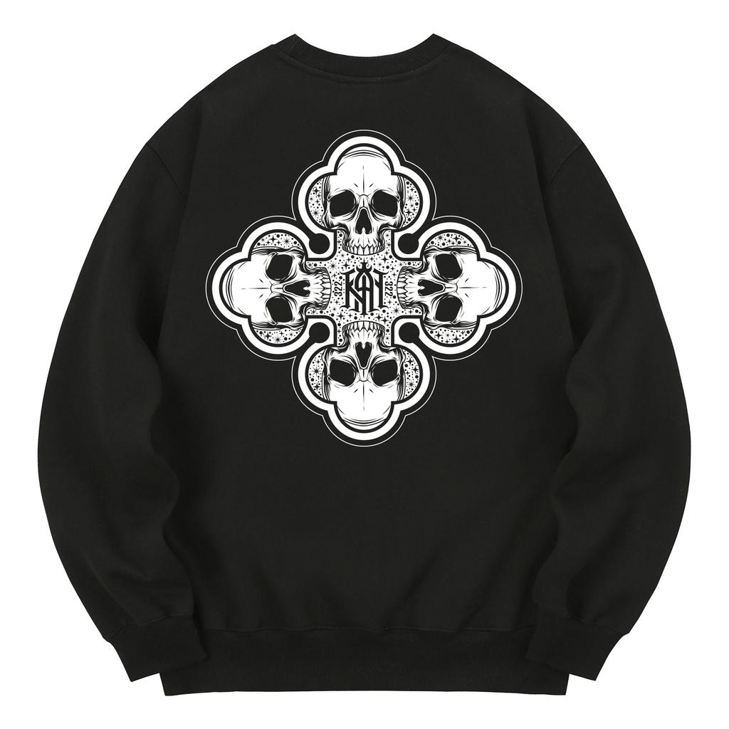 KAN6312 Kmb0127 Skull Gang 322 Fleece-Lined Sweatshirt - Black