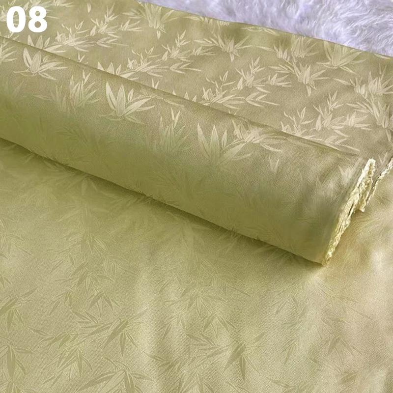50x114cm Chinese Style Retro Luxury Mulberry Silk Fabric Bamboo Leaf Pattern FabricAncient Hanfu Costume Cheongsam Apparel