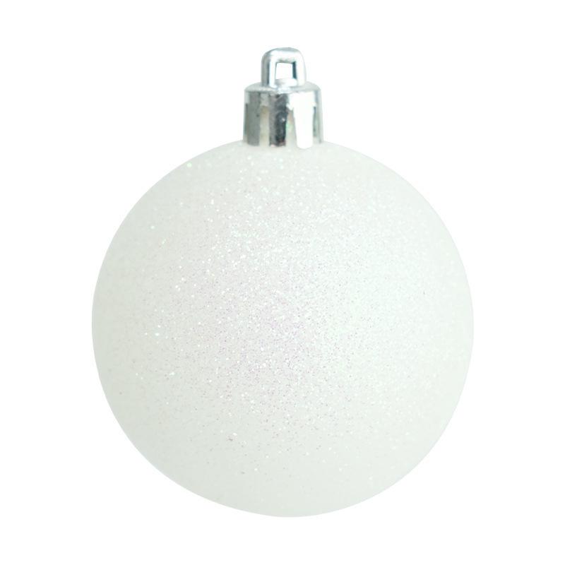 White Christmas Tree Ornament Balls - Plastic Round Decorations