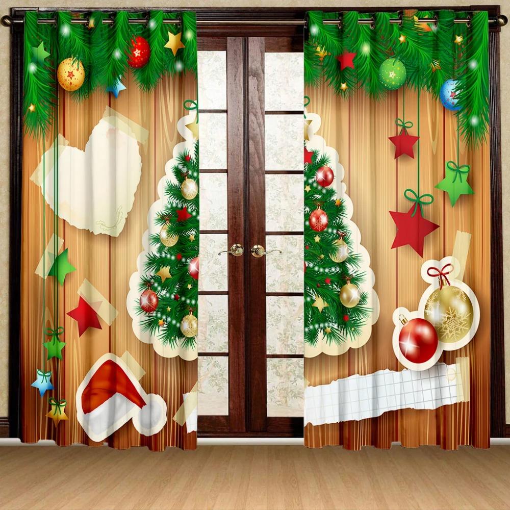 3D Cheap Christmas Fireworks Christmas Tree Set Shade Drapes 2 Panel Deluxe Livingroom Space Bedchamber Household Decoration Drapes