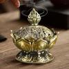 Lotus Incense Burner Air Purification Aromatherapy Base Stand Mini Sandalwood Censer Incense Metal Craft Home Decoration