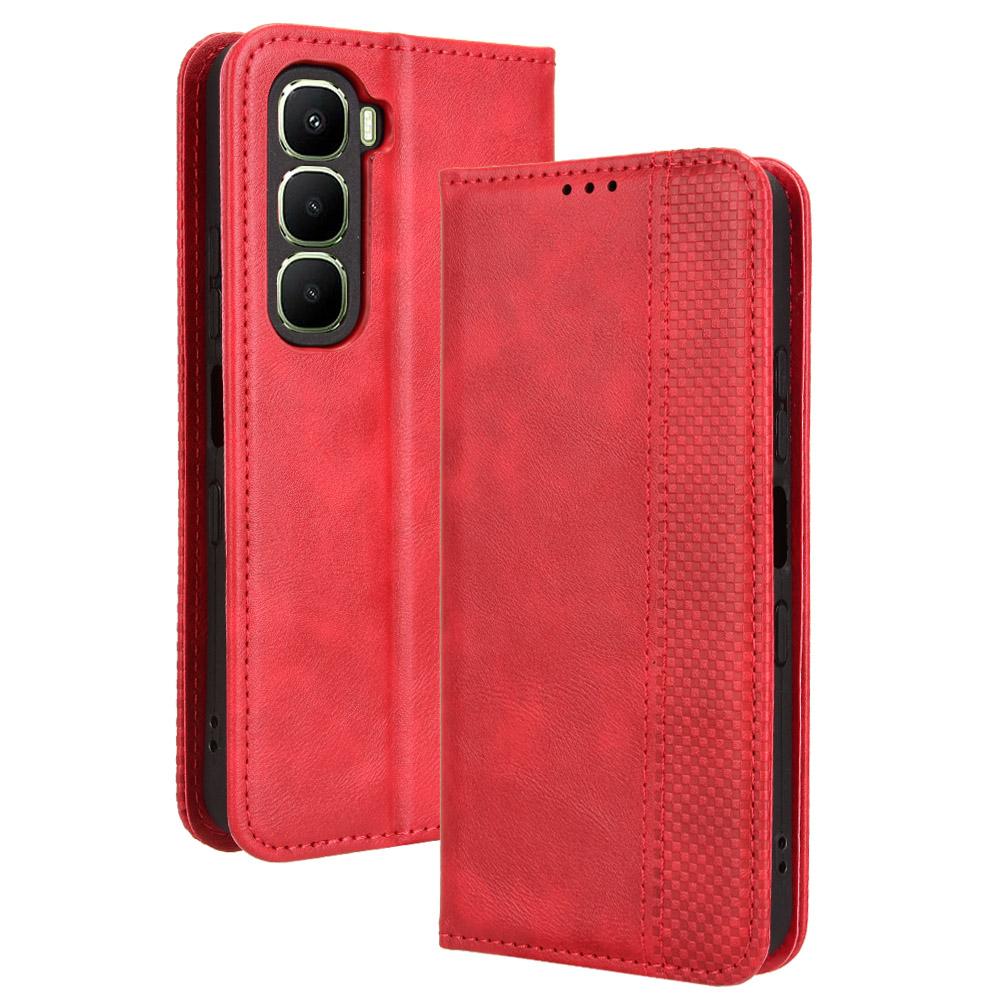 For Infinix Hot 60 5G/60i 4G Leather Case Wallet Stand Retro Texture Phone Cover