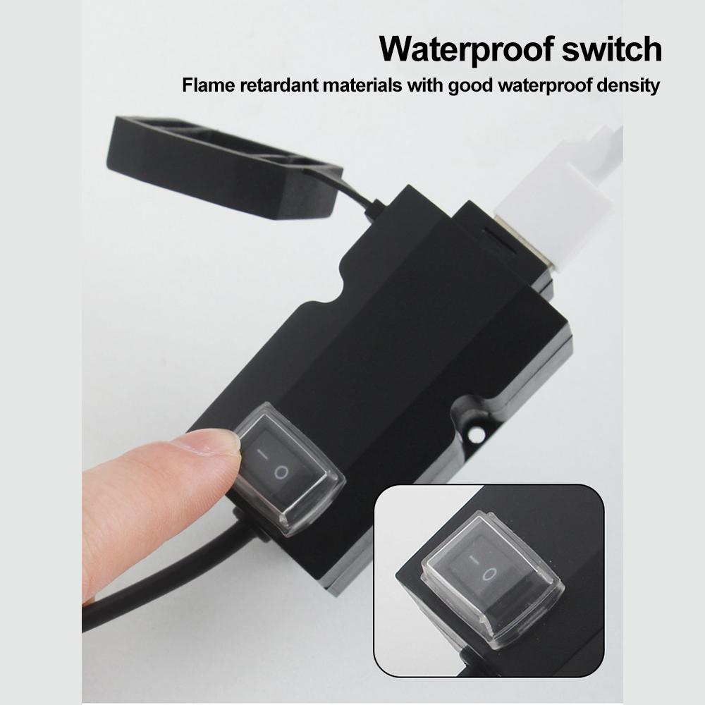 12V-24V Motorcycle USB Charger QC3.0/3.1A Dual Usb Port Waterproof Motorcycle Handlebar Charger Adapter with Switch Motorbike Accessories