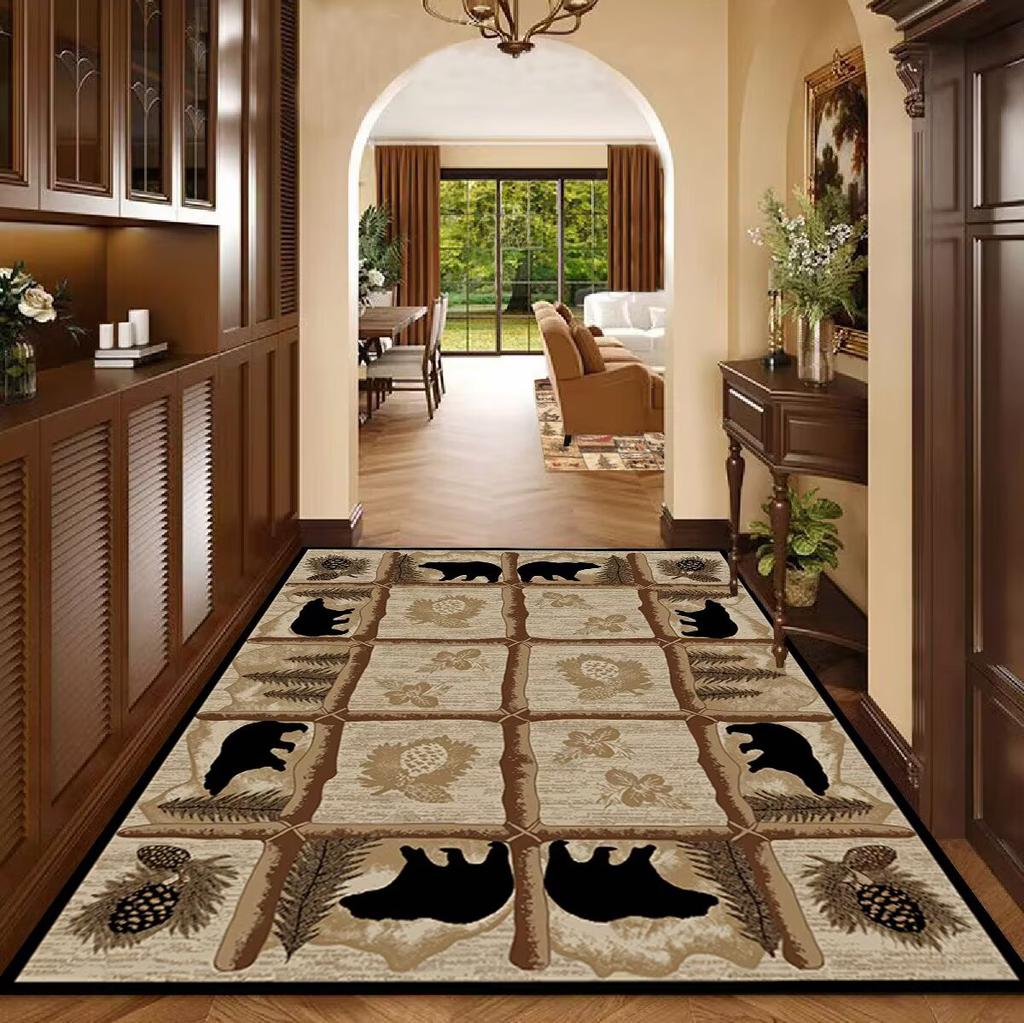 Retro Style Big Size Carpet Living Room Non-slip Animal Pattern Study Soft Decoration Rug Easy Clean Entrance Door Mat Lint-free
