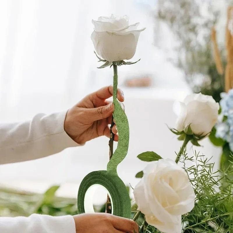 1-10rolls Bouquet Floral Stem Tapes Green Self-Adhesive Tapes Florist Flower Wrapping Tape Wedding Party DIY Decoration Supplies