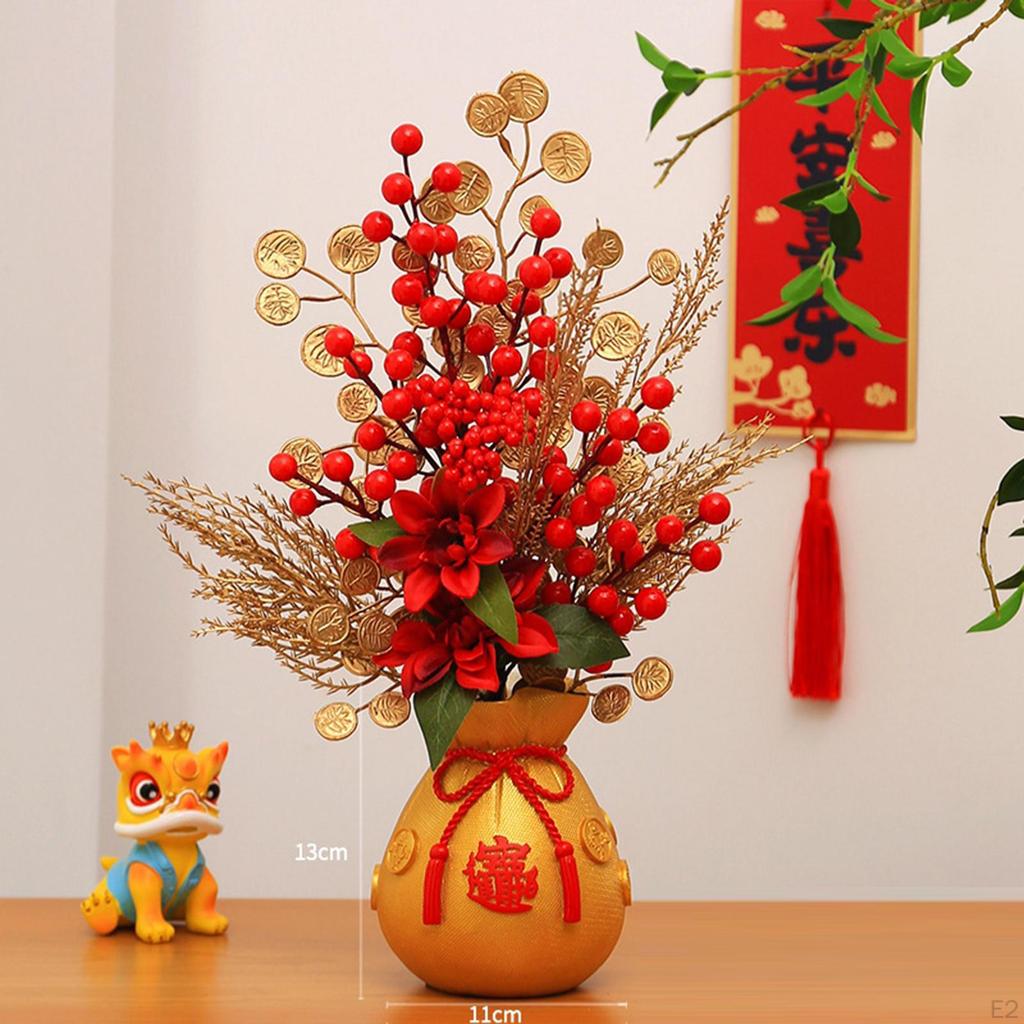 Artificial Flowers Potted Flower Ornaments Decorative Table Centerpieces Year