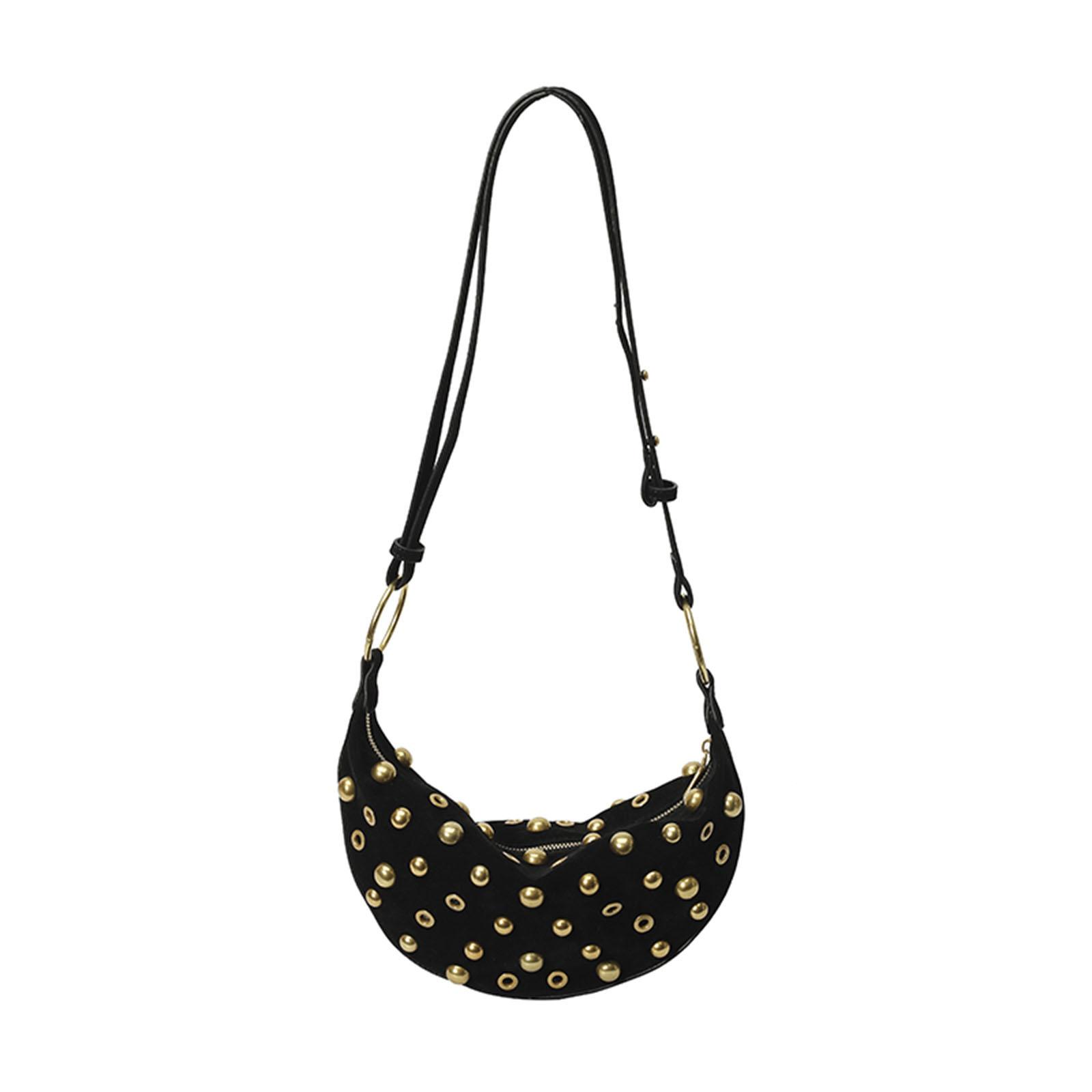 

Girls Faux Suede Rivet Underarm Pouch Fashion Studded Hobo Shoulder Bag Vintage Luxury Crossbody Bags Travel Retro Dumpling Bag