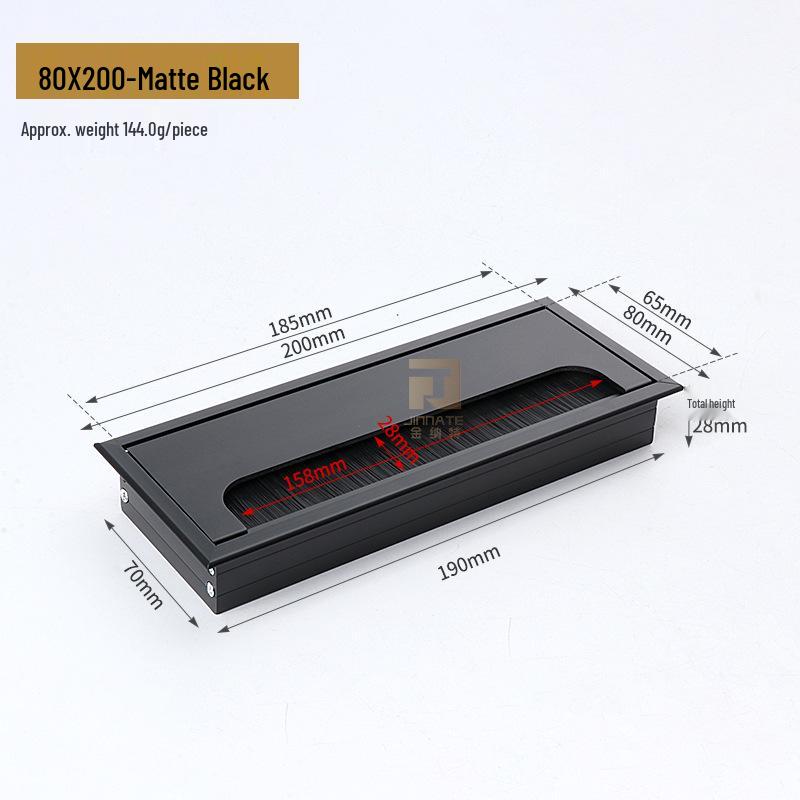 Aluminum Alloy Desk Cable Management Box with Brush Grommet