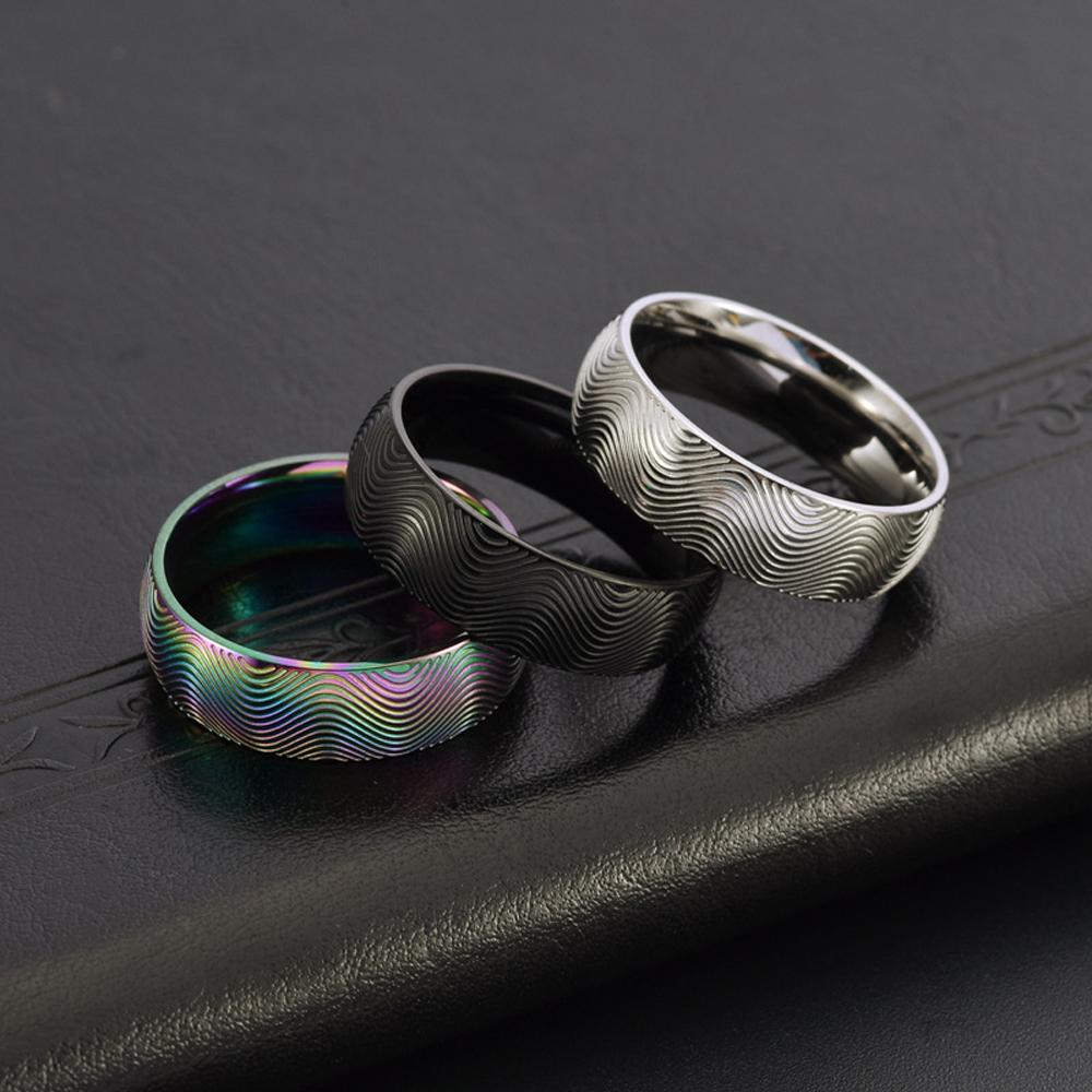 Unisex Wave Pattern Stainless Steel Ring Boho Adjustable Jewelry for Men Women Minimalist Streetwear Gift