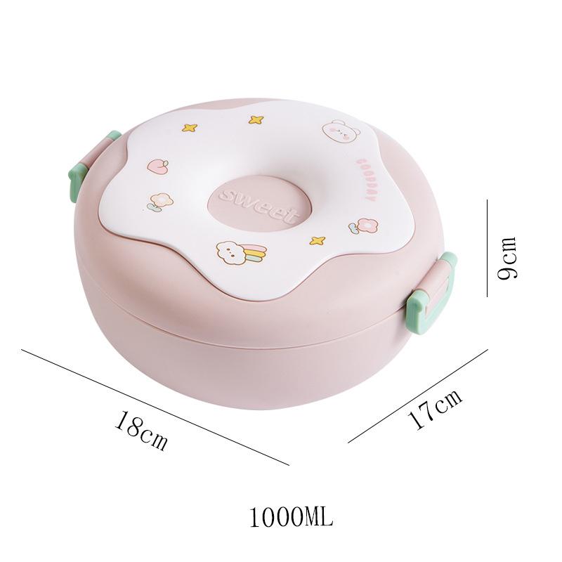 Lunch Box For Kid School Child Snack Box Donut Cartoon Leakproof Bento Box With Fork Spoon Lunchbox Kids School Lunch Boxes