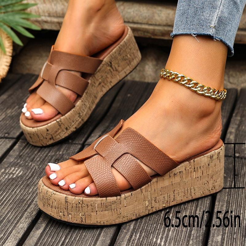 Summer new super high heels slippers women's outer wear muffin thick bottom heightening one-word drag sandals small man