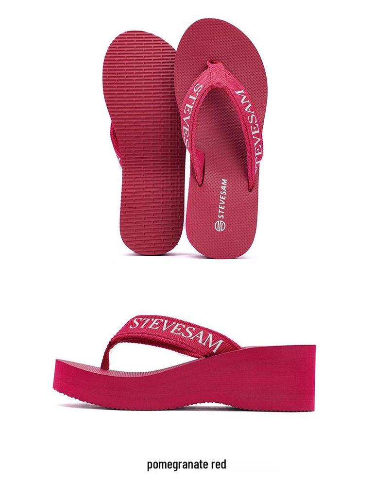Women's 6cm Thick Sole Wedge Flip Flops - Summer Non-Slip High Heel Toe Post Sandals with Comfortable Woven Strap.
