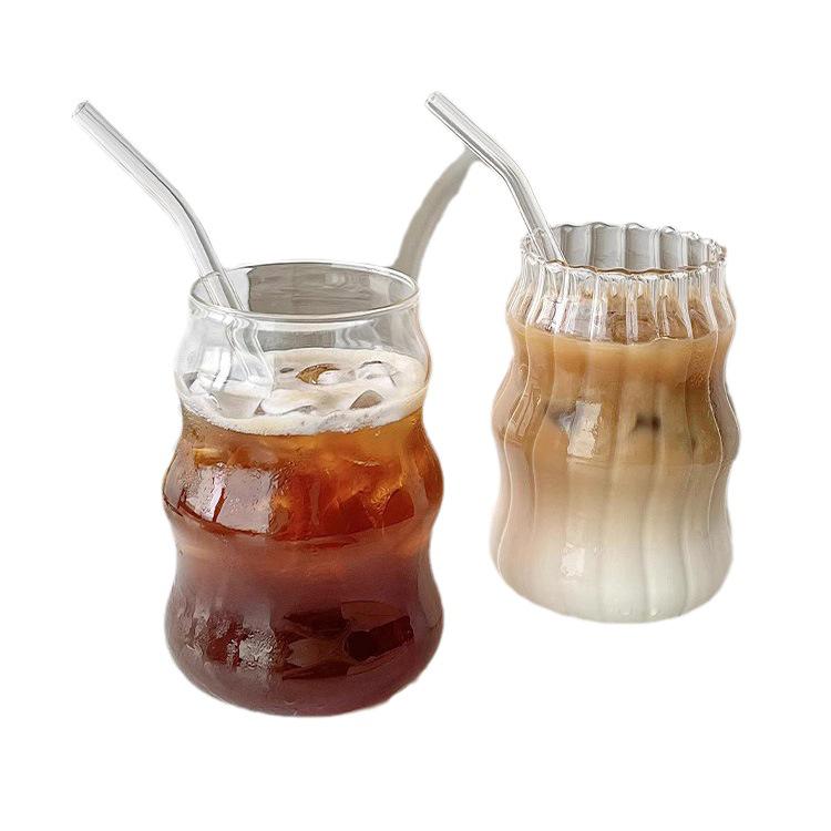 Chubby Glass Cup with Straw for Beverages - Ideal for Girls at Home