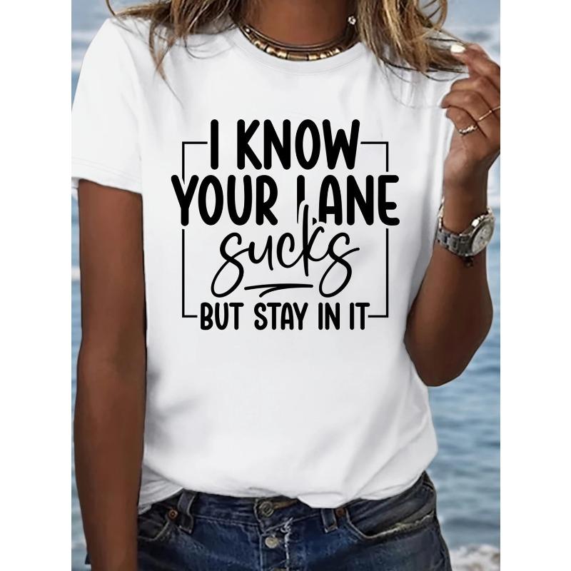 

European Size Ladies Fashion Letter Anime Double Sided Printed T-shirt - Comfortable and Casual Short Sleeve Round Neck T-shirt, Suitable 4XL