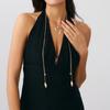 Temperament Fashion Bow Cross Necklace Simple Imitation Pearl Tassel Long Section Collarbone Chain