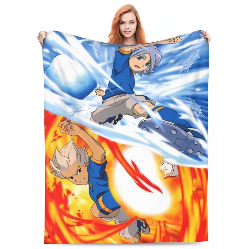 Inazuma Eleven Decken Flanell Textil Dekoration Videospiel Sportspiel Atmungsaktiv Weich Überwurfdecken für Zuhause Reise Steppdecke