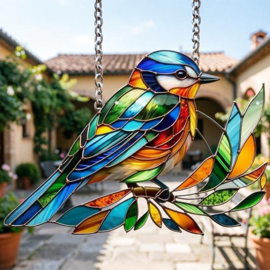Birds Hanging Ornaments Acrylic Bird Window Decorations Colorful Sun Catchers for Christmas Trees Easter Parties Home Garden Patio Balcony Decor