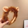 Cute 3D Animal Hairhoop Plush Lion Hairband Funny Party Headband Birthday Party Headwear Women Face Washing Headband