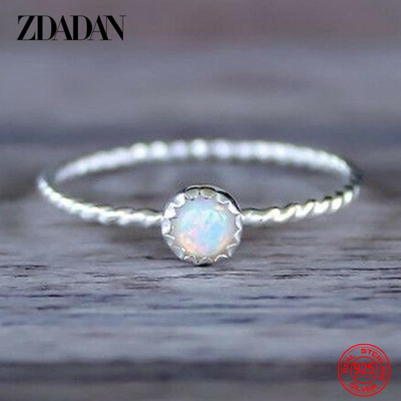

925 Sterling Silver Opal Ring for Women Wedding Jewelry Party Gift 10