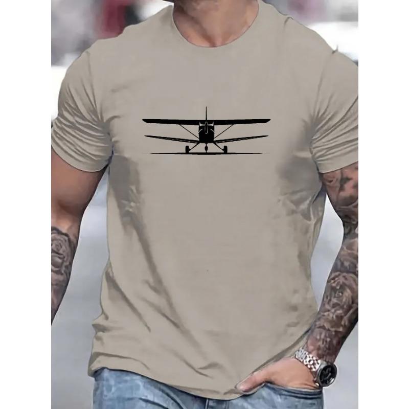 

High street fashion creative airplane silhouette pattern printed T-shirt XL