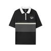 Logo Knitted Loose Casual Color Block Breathable Short Sleeve Polo Shirt Unisex Polo Shirts Carbon-Black L225U053-0018