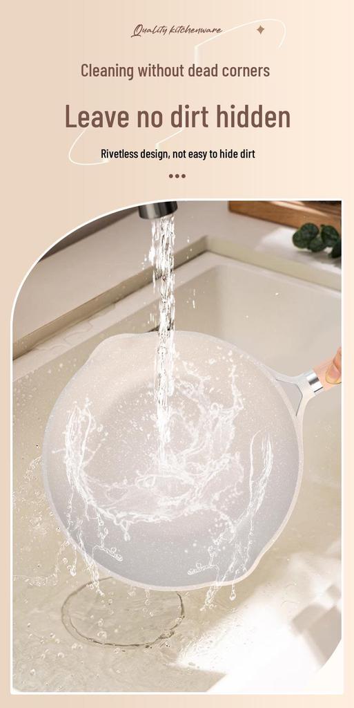Maifan Stone Non-stick Wok Frying Pan - Deep Flat Bottom Steak Pan